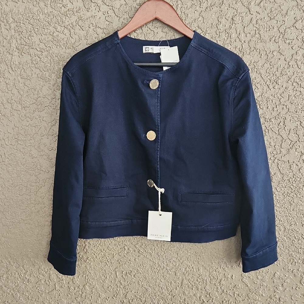 NWT Anne Klein Denim Blazer SZ Large - Picture 2 of 6